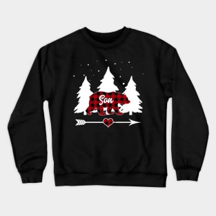 Son Bear Buffalo Plaid Christmas Matching Family Pajama Crewneck Sweatshirt